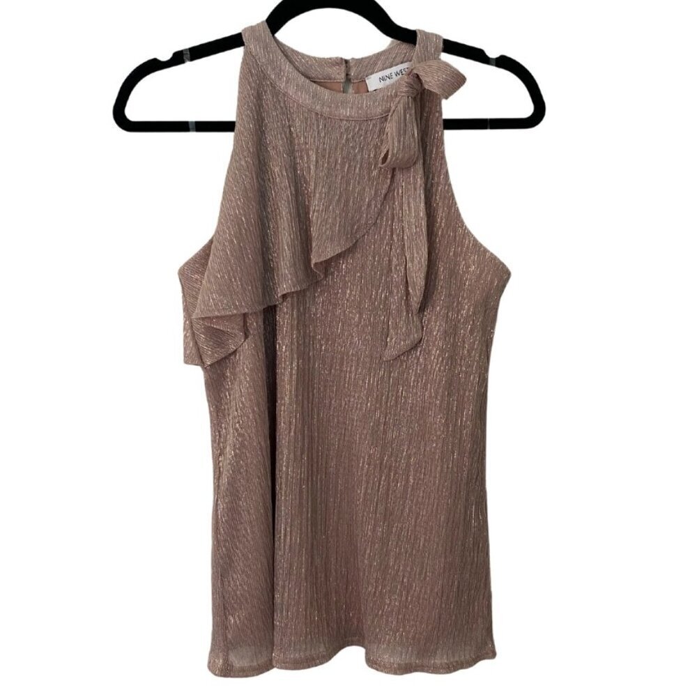 Nine West open shoulder dusty rose metallic top